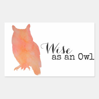 Wijs als een Uil Typografische Waterverf Rechthoekige Sticker