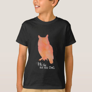 Wijs als een Uil Typografische Waterverf T-shirt