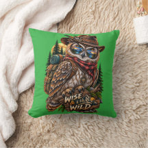 Wijs en wild uil-hiker outdoor-worpkussen