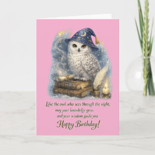 Wijsheid & Kennis Sneeuwuil Gefeliciteerd Verjaard Kaart