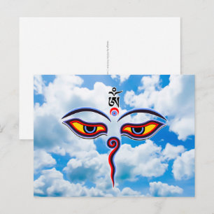Wijsheid Ogen Van Boeddha - Bodhnath tempel ogen Briefkaart