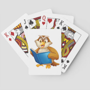 Wijsheid Uil Lezen Boek Pokerkaarten