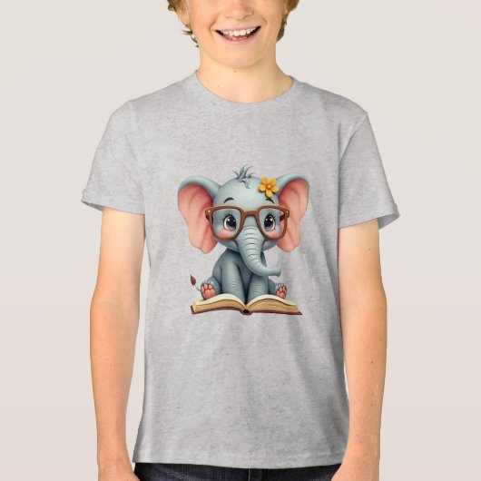 Wijze Baby Olifant Tri-Blend Shirt (Voorkant)