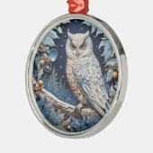 wijze blauwe uil metalen ornament (Links)