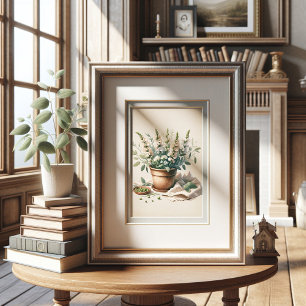 Wijze en zoete erwtenbloemen in Clay Pot Wall Art