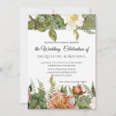 Wijze Koraal N Blush Bloemen Ivoor pioen Roos brui Kaart (Voorkant)