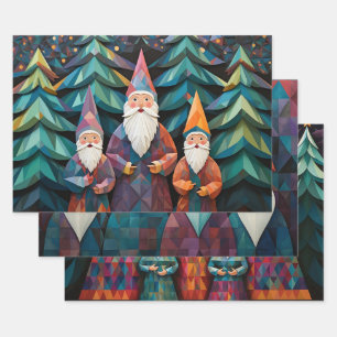 Wijze Mannen Kerst Kleurrijke Graphic Elegant 3-pc Inpakpapier Vel