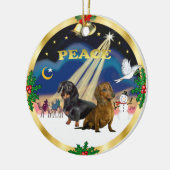 Wijze Mannen - Twee teckels Keramisch Ornament (Links)