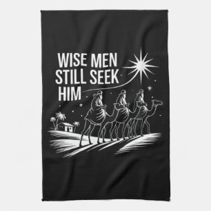 Wijze mannen zoeken Hem nog steeds Kerstmis christ Theedoek