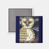 Wijze oude uil magneet (Voorkant / Achterkant)
