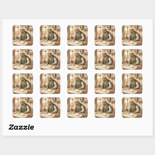 Wijze Schildpad Architect Waterverf Sticker (Vel)