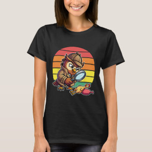 Wijze Uil Detective Onderzoekt Kippenmysterie Re T-shirt