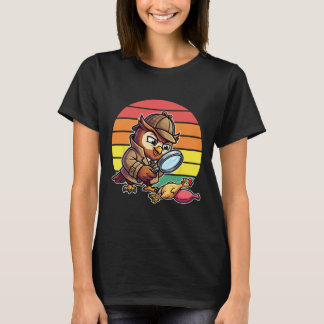 Wijze Uil Detective Onderzoekt Kippenmysterie Re T-shirt