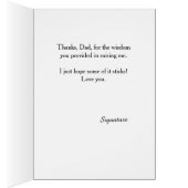 Wijze uil en papa's wijsheid Vaderdag kaart (Binnen (Rechts))