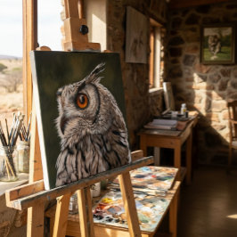 Wijze Uil Schilderij Groot Canvas Afdruk