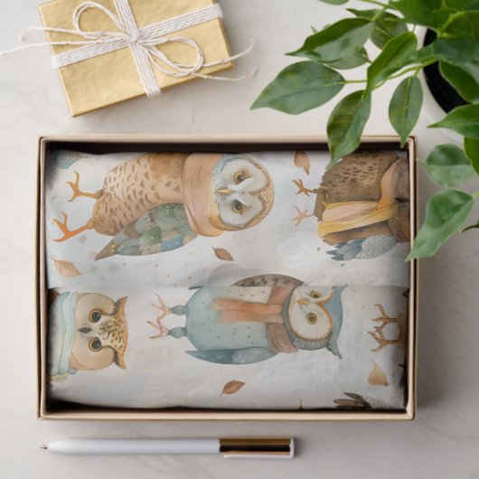 Wijze winter karakter uilen tissuepapier (Geschenk)