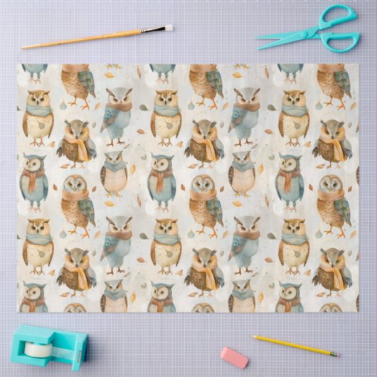 Wijze winter karakter uilen tissuepapier (Craft)