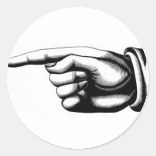  wijzende hand 2 ronde sticker (Voorkant)