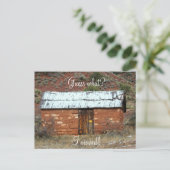 Wijzig adres, oude rode rockhut aankondigingskaart (Staand voorkant)