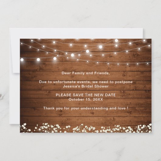 Wijzig de datum Baby's Breath Rustieke Vrijgezelle Kaart (Achterkant)