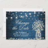 Wijzig de datum Baby's Breath String Lights Rustic Kaart (Voorkant)