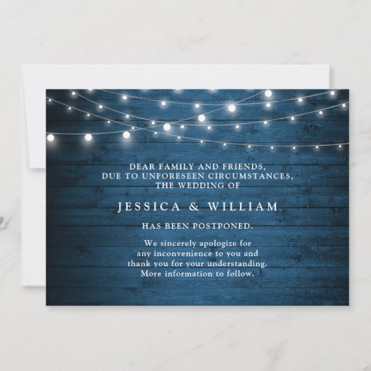 Wijzig de datum Baby's Breath String Lights Rustic Kaart (Achterkant)