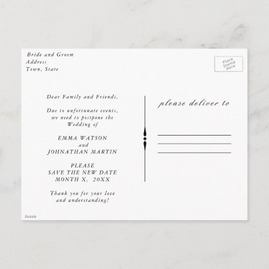 Wijzig de datum Beach Wedding Sunset Aankondigingskaart (Achterkant)