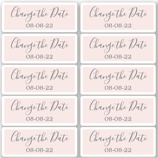 Wijzig de datum Bruiloft Labels 0.8" x 2" Roze (Voorkant)