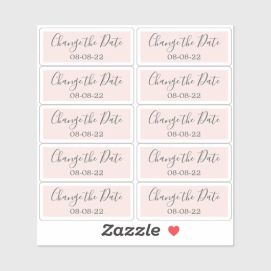 Wijzig de datum Bruiloft Labels 0.8" x 2" Roze (Vel)