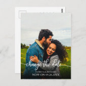 Wijzig de datum bruiloft uitgesteld elegant script briefkaart (Voorkant / Achterkant)