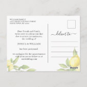 Wijzig de datum Bruiloft Waterverf Lemons groen Briefkaart (Achterkant)