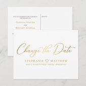 Wijzig de datum Elegant Gold Script Aankondigingskaart (Voorkant / Achterkant)