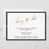 Wijzig de datum Elegant Groen w / Gold Stripe Kaar Kaart (Voorkant)