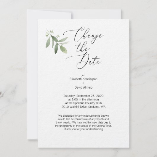 Wijzig de datum Kaart - Corona Virus kaart (Voorkant)