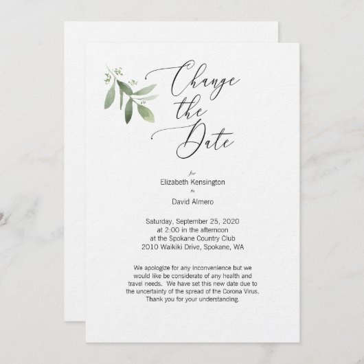 Wijzig de datum Kaart - Corona Virus kaart (Voorkant / Achterkant)