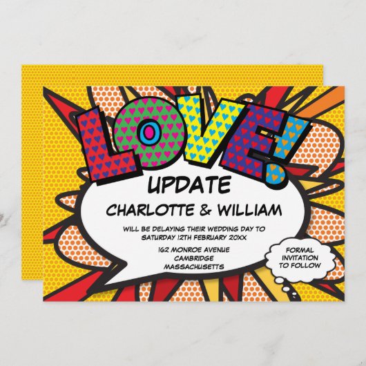 Wijzig de datum Leuk Modern Comic Book Save The Date (Voorkant / Achterkant)