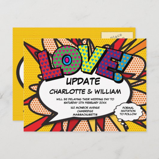 Wijzig de datum LIEFDE Uitgesteld Modern Briefkaart (Voorkant / Achterkant)