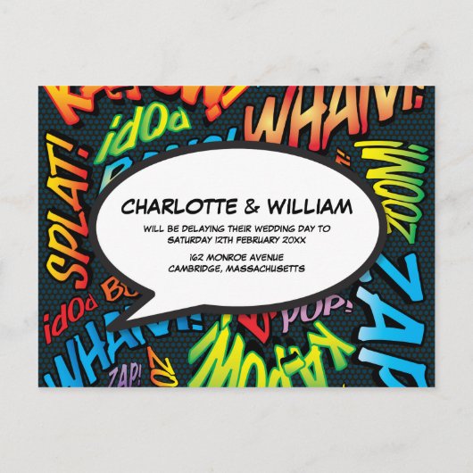 Wijzig de datum Modern Fun Typographic Aankondigingskaart (Achterkant)