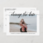 Wijzig de datum Moderne elegante typografie Foto Aankondigingskaart (Voorkant / Achterkant)