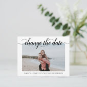 Wijzig de datum Moderne elegante typografie Foto Aankondigingskaart (Staand voorkant)