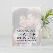 Wijzig de datum Moderne foto Zwart Script bruiloft Save The Date (Staand voorkant)