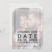 Wijzig de datum Moderne foto Zwart Script bruiloft Save The Date (Voorkant / Achterkant)