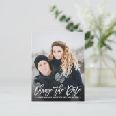 WIJZIG DE DATUM Moderne typografie verticale foto Aankondigingskaart (Staand voorkant)