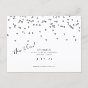 Wijzig de datum Save the date Silver Glitter Aankondigingskaart
