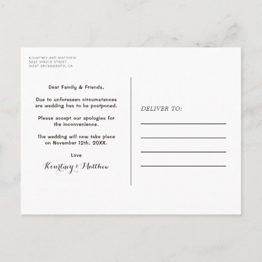 Wijzig de datum Tropical Beach Heart Shore Aankondigingskaart (Achterkant)