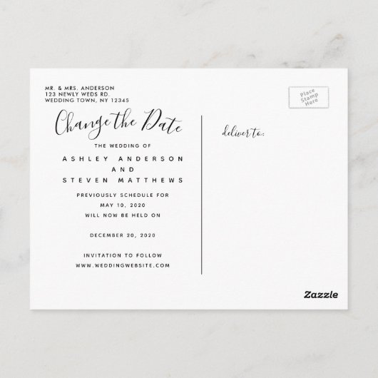 Wijzig de datum van de bruiloft script foto briefkaart (Achterkant)