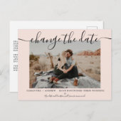 Wijzig de datum van de moderne blush typografie fo aankondigingskaart (Voorkant / Achterkant)