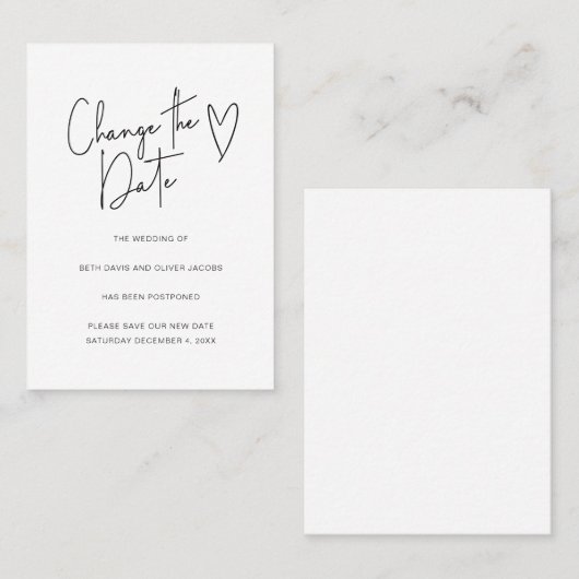 Wijzig de datum Wijziging van plannen Kleine uitno Aanbevelingskaartje (Voorkant / Achterkant)