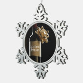 Wijzig de wijnfles met Bow Boss Day Tin Sneeuwvlok Ornament (Rechts)