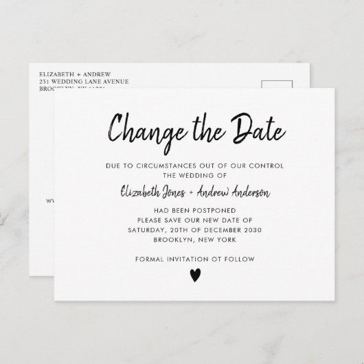 Wijzig het Date Script Simple Minimalist Modern Aankondigingskaart (Voorkant / Achterkant)